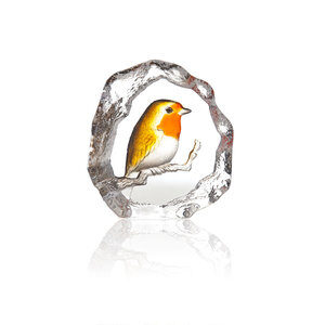 Robin glass sculpture by Mats Jonasson, Sweden