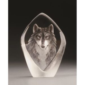 wolf painted glass sculpture by Mats Jonasson , Maleras